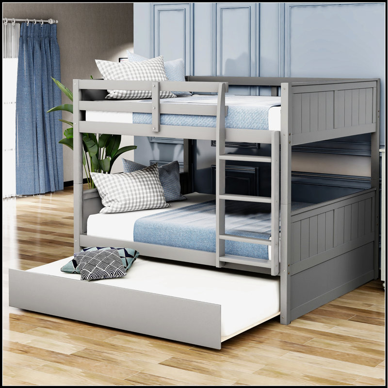 Lit superposé au-dessus d'un lit gigogne, durable et peu encombrant pour une capacité de couchage supplémentaire, Gris