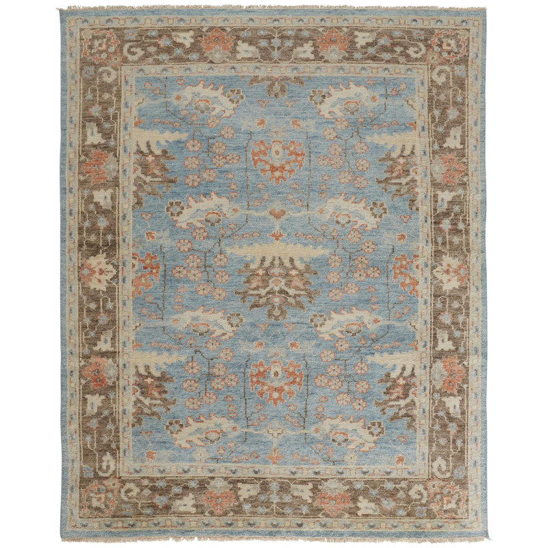Beall Hand Knotted Wool Oriental Area Rug, Rectangle 5'6" x 8'6"