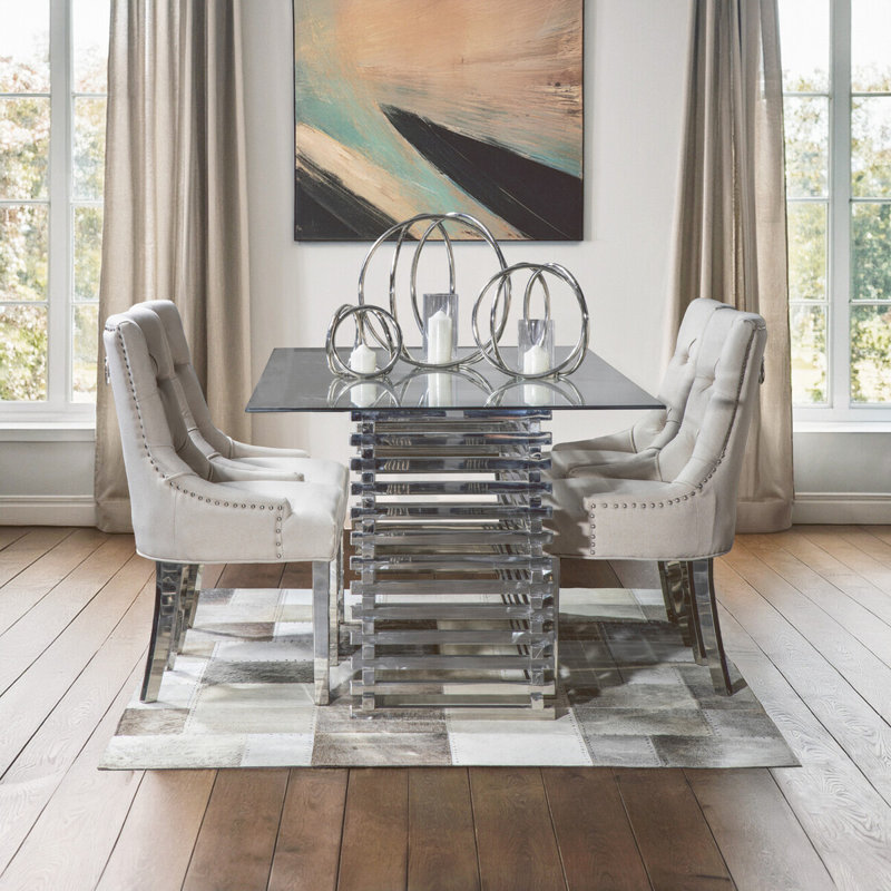 Garceau Glass Top Metal Base Dining Table