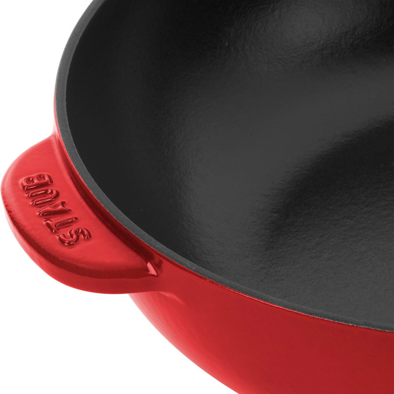 Staub Pans 26 cm / 10 Inch Cast Iron Daily Pan With Glass Lid, Cherry