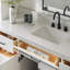 Meuble-lavabo simple en bois massif 66 po avec plateau en quartz blanc Thornaby-1160528166-1195506919