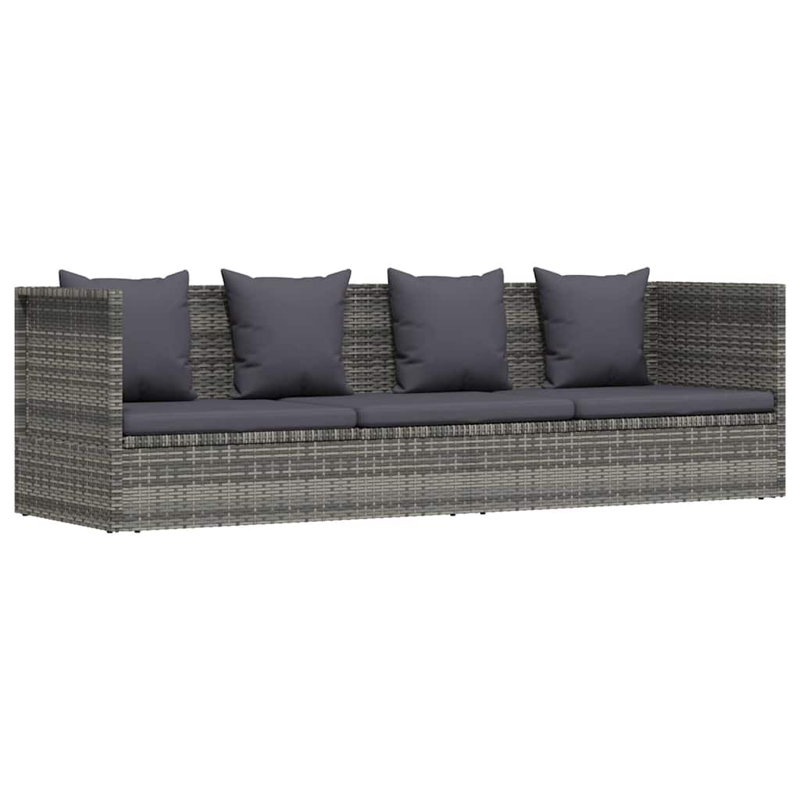 Garden Bed Grey PE Rattan 78.7 x 23.6 in Adjustable Armrests Outdoor Daybed, Gray, Gray