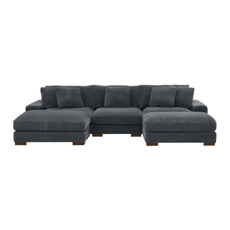 Ballymena Modular Corduroy Sectional, Dark Gray Corduroy
