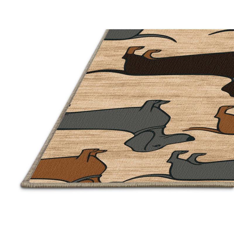 Washable Dachshund Dogs Area Rug, Rectangle 6' x 9'