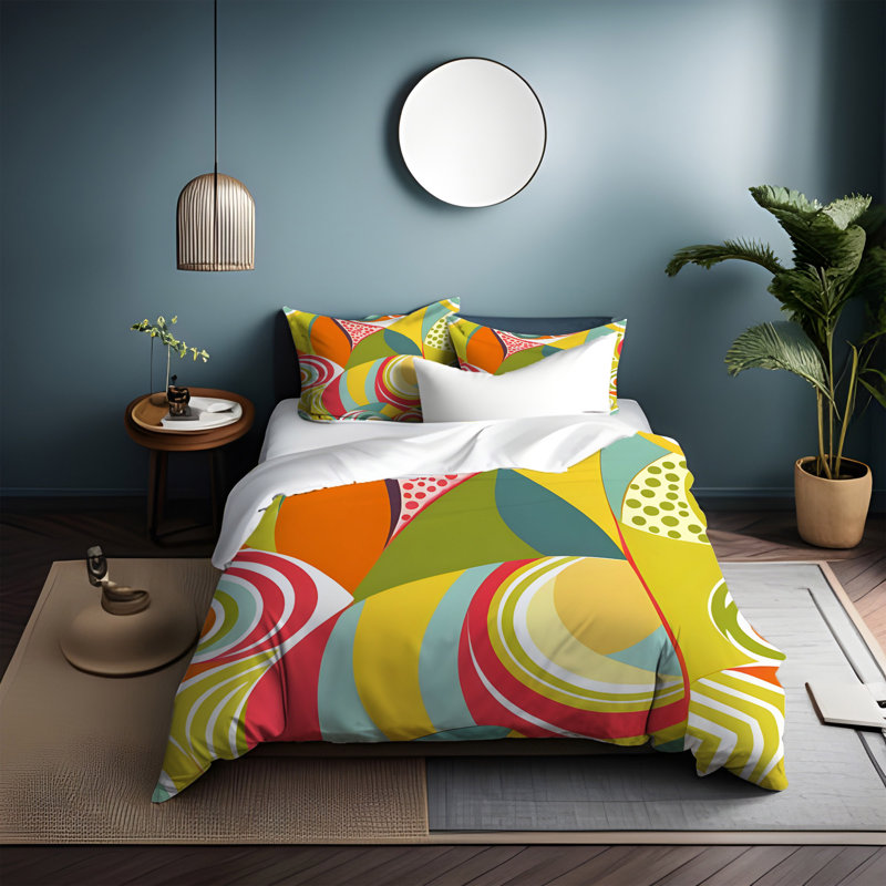 Polyester Abstract Duvet Cover, King Duvet Cover + 2 King Shams