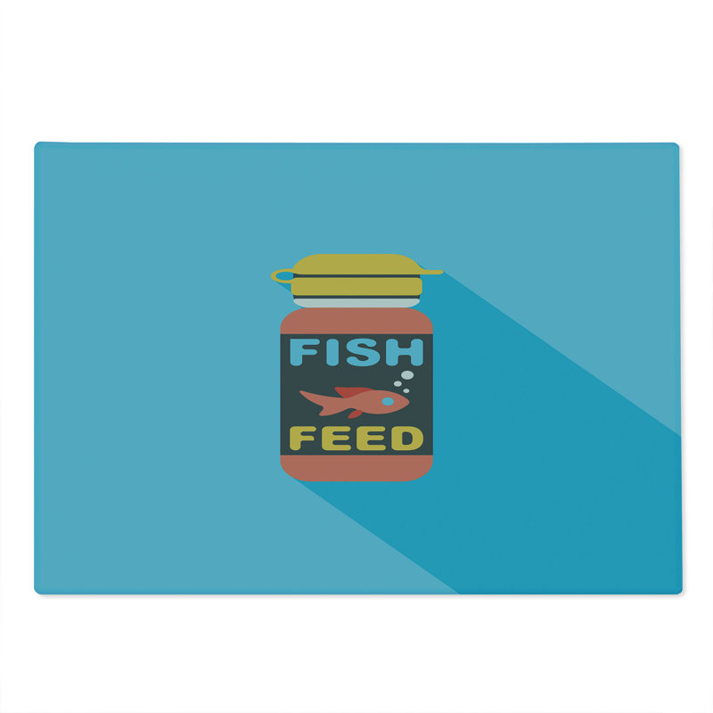 Ambesonne Goldfish Cutting Board Large Size Pet Fish Feed Flat Multicolor