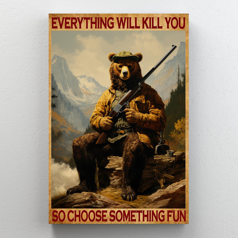Chasse à l'ours, choisissez donc quelque chose d'amusant - 1 pièce, chasse à l'ours, choisissez quelque chose d'amusant - 1 pièce, reproduction d'art graphique sur toile tendue sur toile tendue