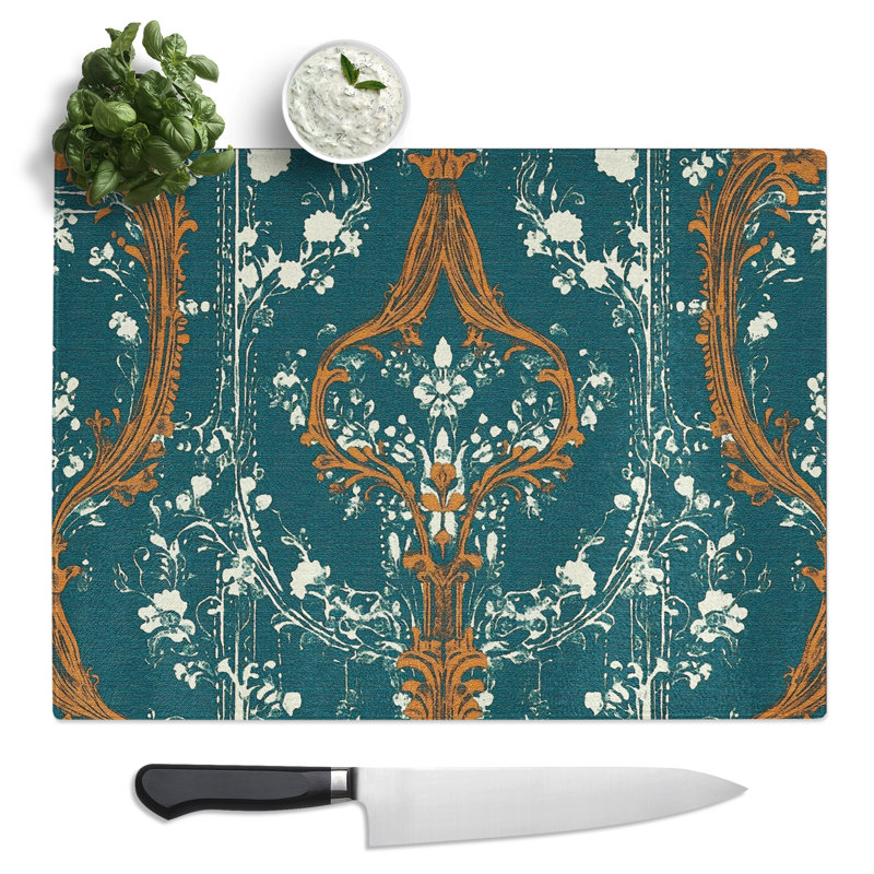 Floral Vintage Art  Glass Chopping Board