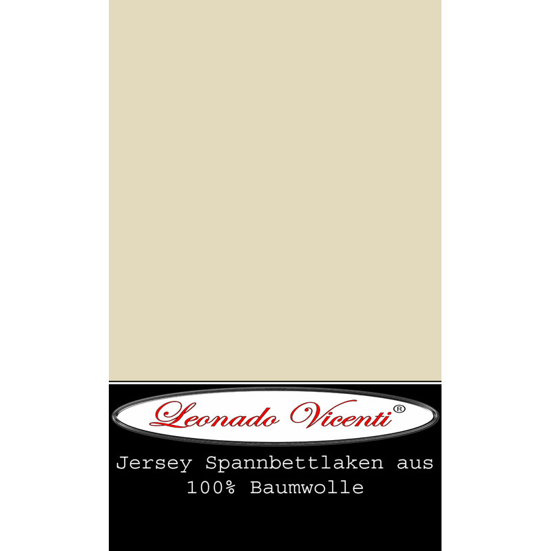 100% Cotton Jersey Knit Fitted Sheet, Beige, European Double (140 x 200cm)