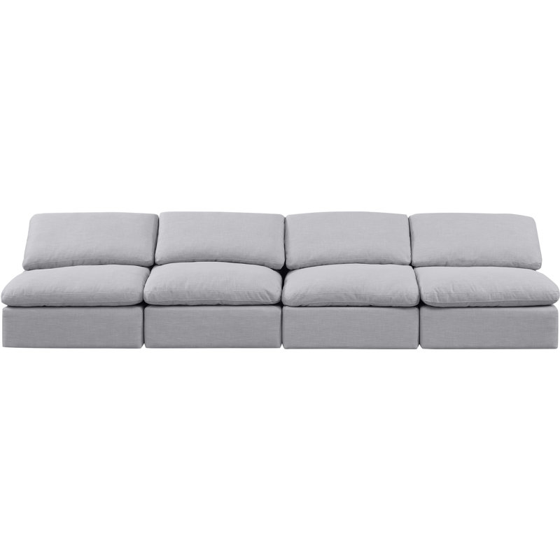 Canapé rembourré 140 po Itala, Tissu gris texturé en lin