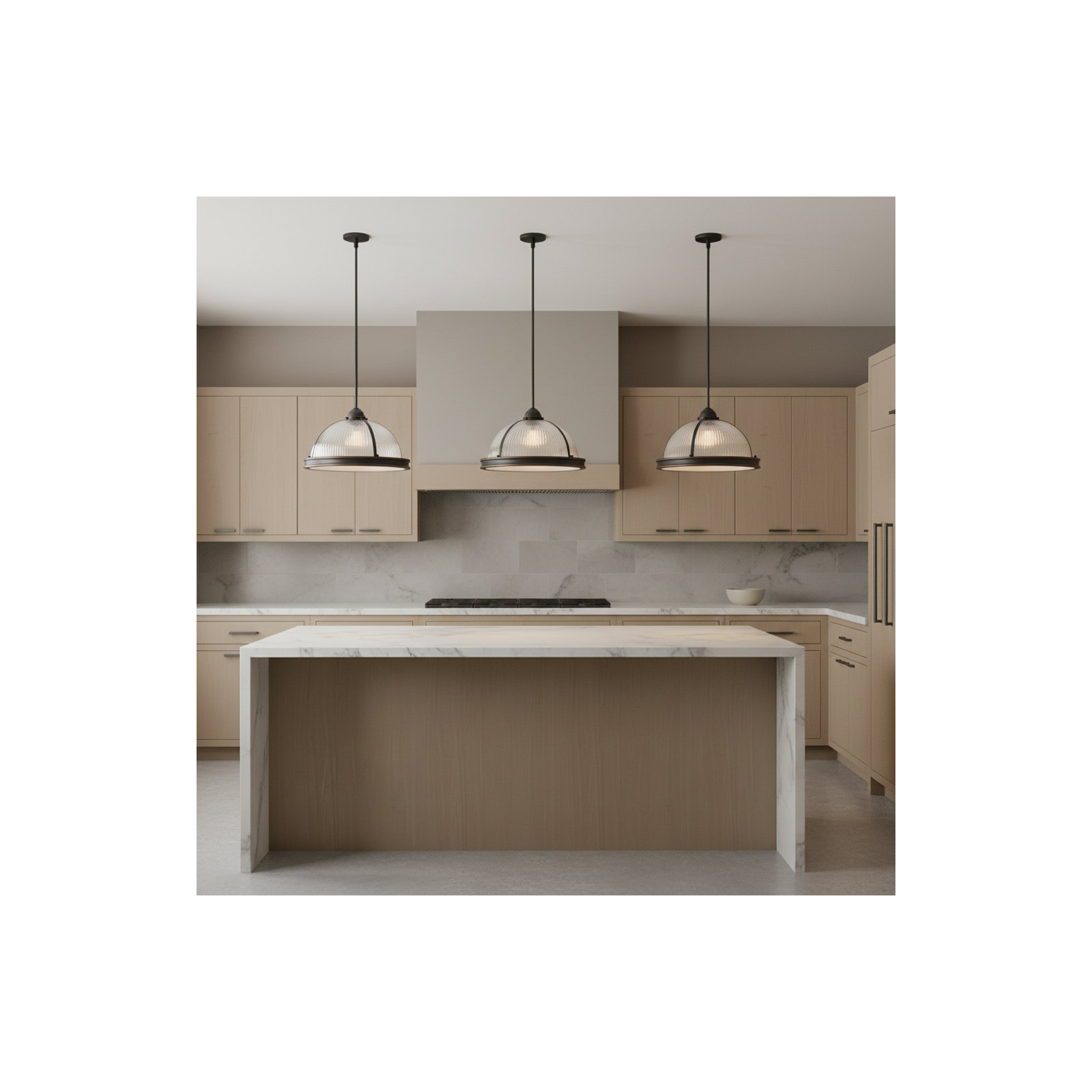 Ainsley 3 Light Ribbed Glass Dimmable Pendant, Autumn Bronze, 75 W A-19 Medium