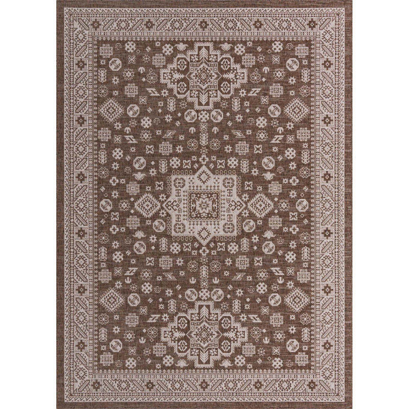 Tapis d'intérieur / extérieur brun Danera, Rectangle de 10 pi x 14 pi