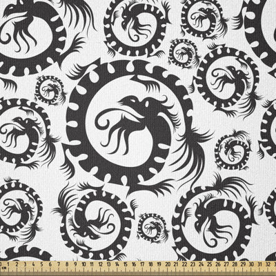 Tissu dragon par The Yard, art antique, motif de dragon chinois, impression rétro