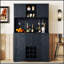 Armoire de cuisine Coffee Bar avec rangement, armoire à vin de ferme avec tiroirs, armoires à vin et porte-verres pour la salle à manger, cuisine-118783735