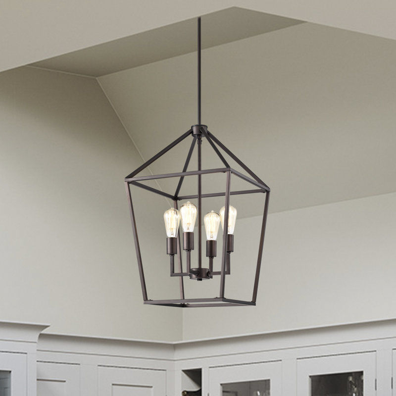 Farmhouse 4-Light Kitchen Island Linear Pendant Light, Oil Rubbed Bronze