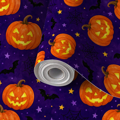 Peel and Stick Wallpaper Contact Paper Halloween O Lanterns Self Adhesive and Removable 17.7in x 118in(45x300cm)