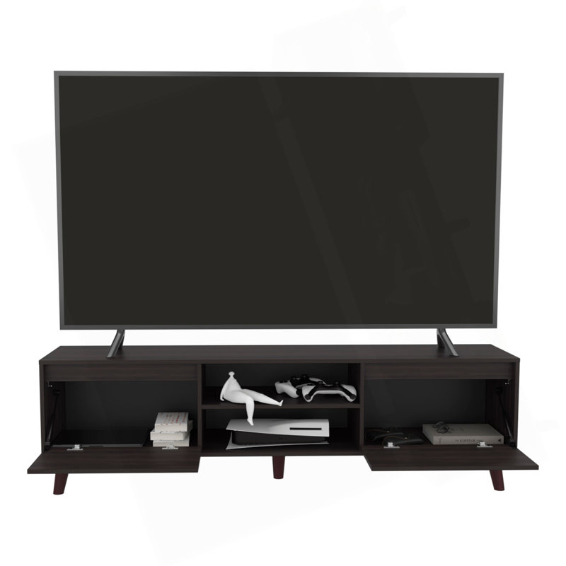 Meuble télé Elaine H 20,4 po, 2 portes, 2 tablettes, wengé noir - salon