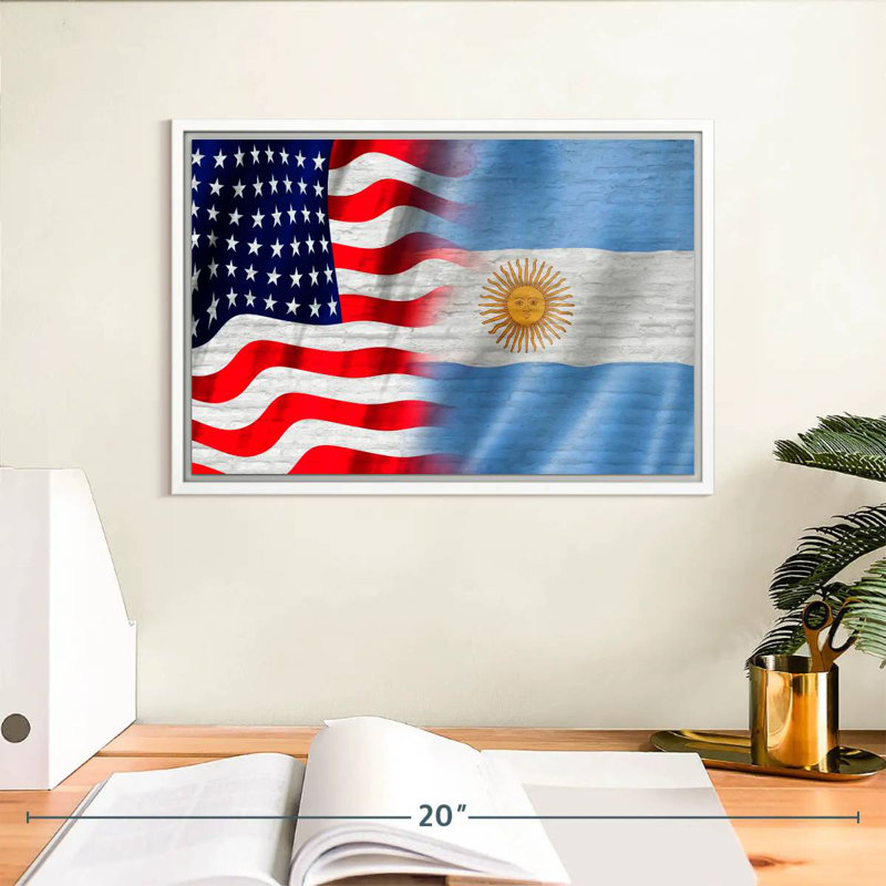 États-Unis et l'Argentine Molesley, Cadre flottant blanc, 13 po x 9 po