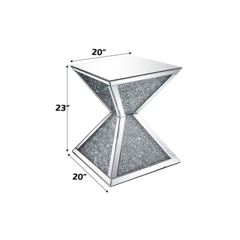 Table de bout Noralie, miroir et faux diamants