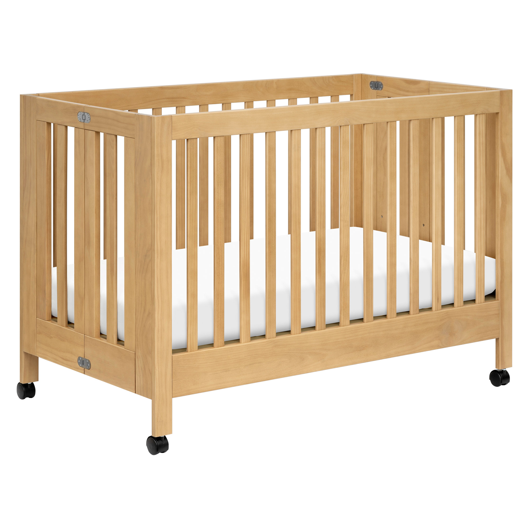 Maki 2-in-1 Convertible Portable Crib, Honey