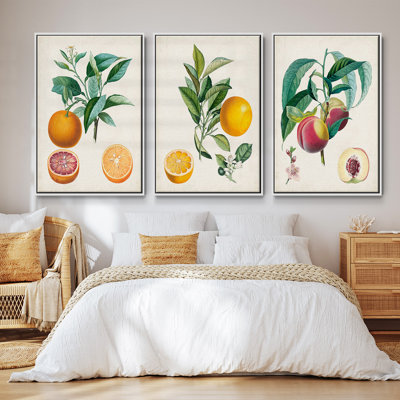 Orange de Malte, ensemble de 3 toiles encadrées sur toile