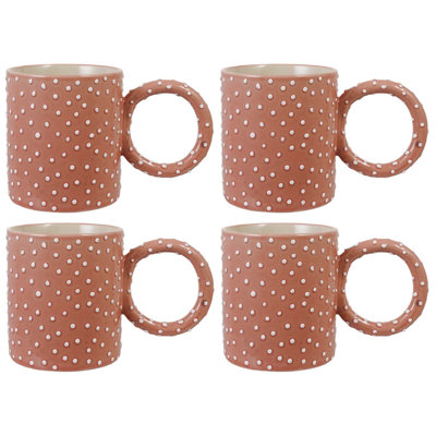 Pink Stoneware Mug with Artisan Dots