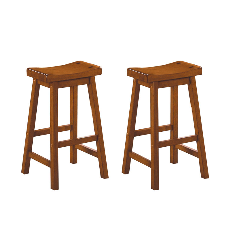 Ensemble de 2 tabourets de salle à manger décontractés en bois massif, Brown