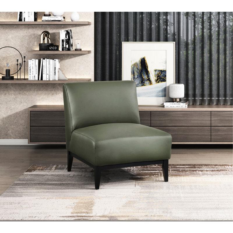 Chaise d'appoint en cuir de luxe, mousse haute densité, structure en bois massif, look moderne pour le salon dans une chaise avec structure, coussin de dossier attaché, style
