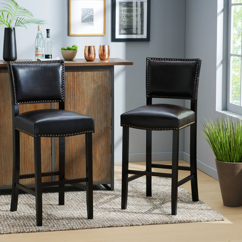 Tabouret de bar 30,5 po Tewksbury, Lin beige, Espresso