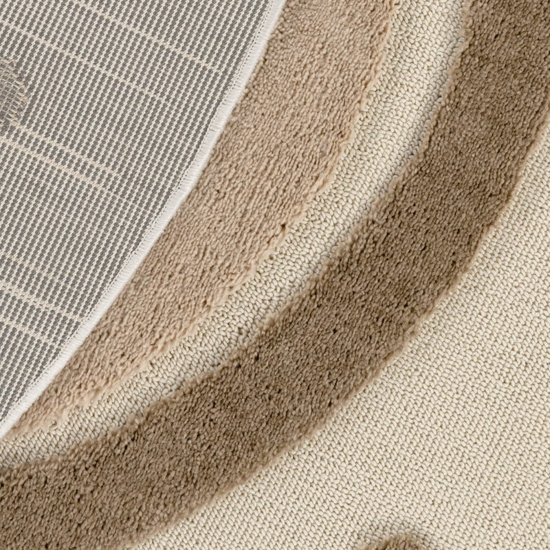 Tapis moderne pour enfants avec arc-en-ciel beige beige, Rond 5 pi 3 po