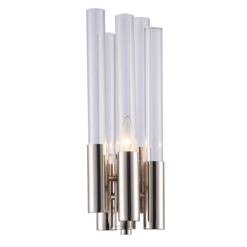 Applique murale en verre 1 lumière Giunta Modern, Nickel