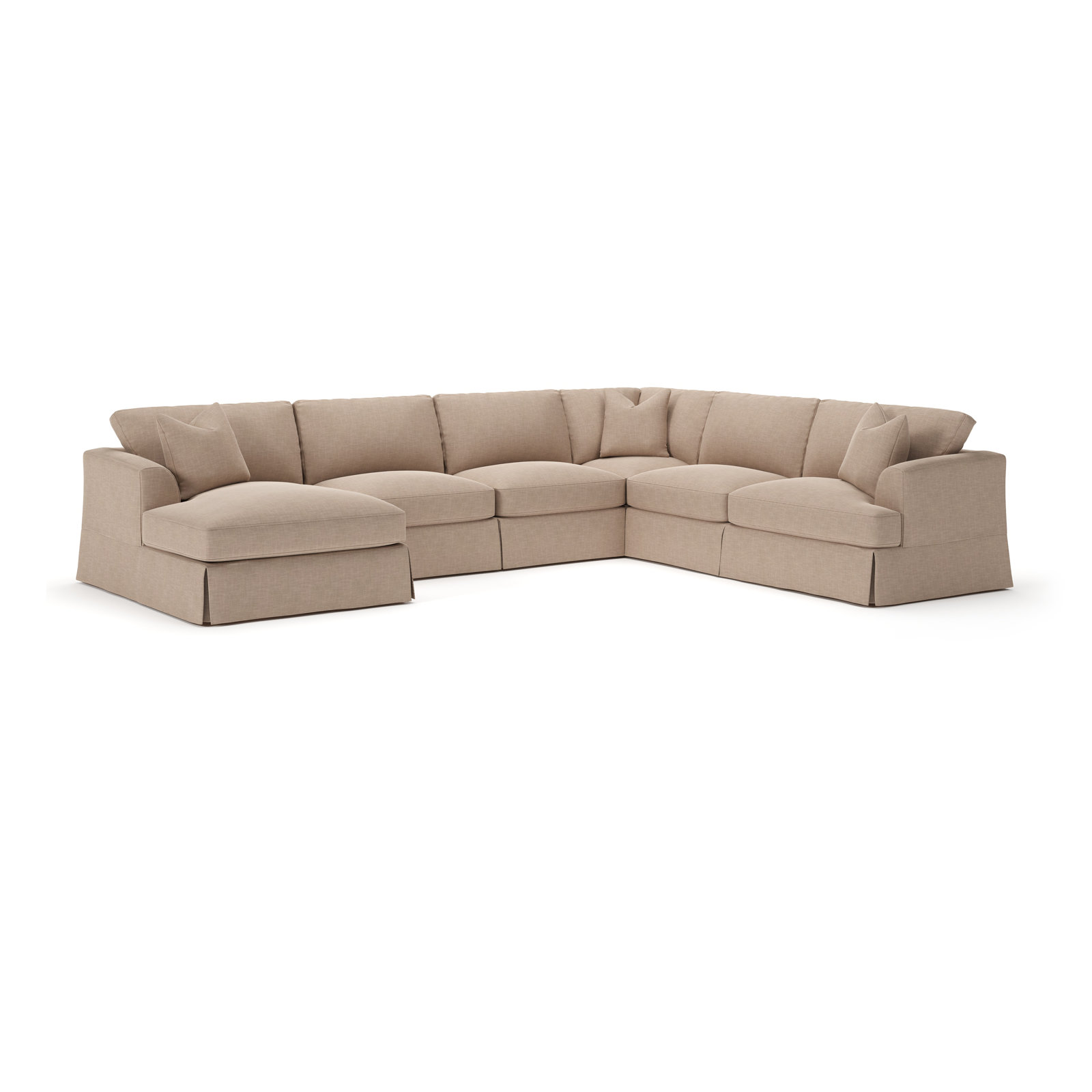 Lucia 151" W U-Shaped Sectional , Left Hand Facing, Conversation Linen Basketweave