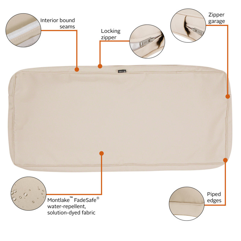 Pina Outdoor 3'' Bench Cushion Cover, 3" H X 42" W x 18" D, Antique Beige