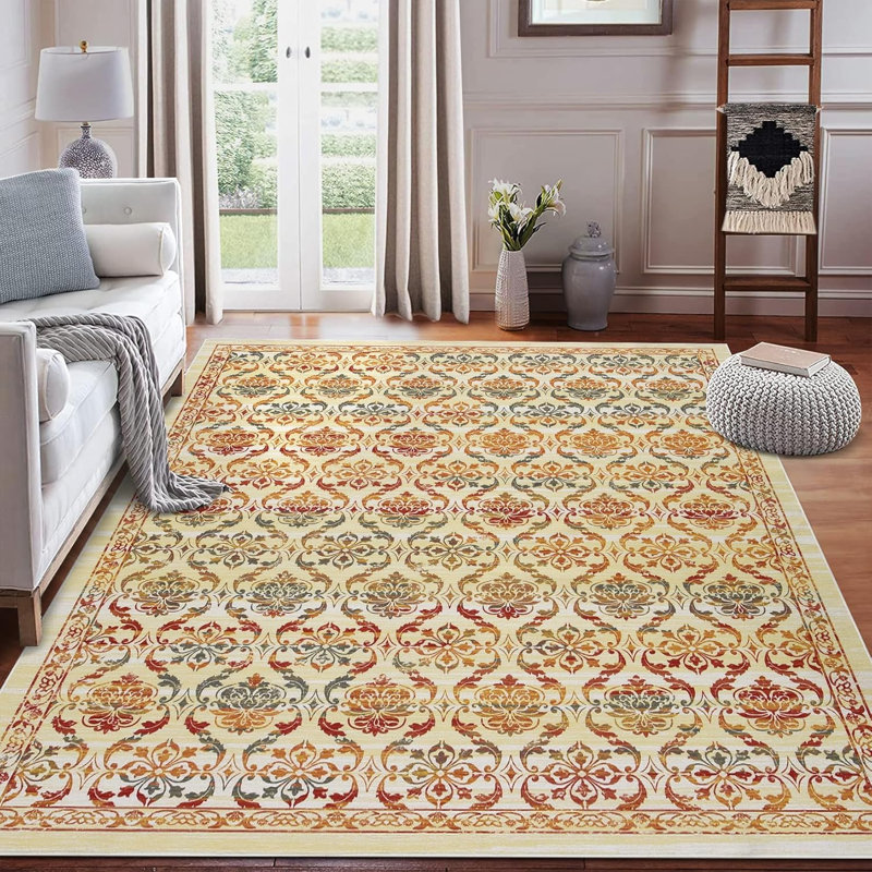 Low Pile Area Rug, Non-Slip Machine Washable Modern Printed Carpet for Living Room, Bedroom, Home Office, Rectangle 10' x 13'