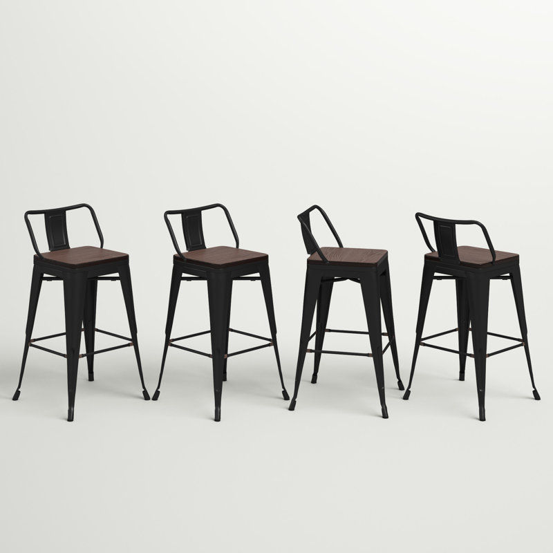 Divya Swivel Counter Stool with Metal Frame, Brown/Black, Counter Stool (24” Seat Height)