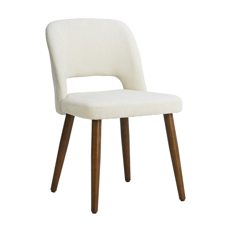 Ensemble de 2 chaises d'appoint en chenille rembourrées avec pieds en bois massif pour salle à manger, Beige