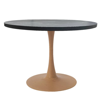 36" Round Dining Table With MDF Top And Wood Transfer Pedestal Base For Modern Kitchen And Dining Room