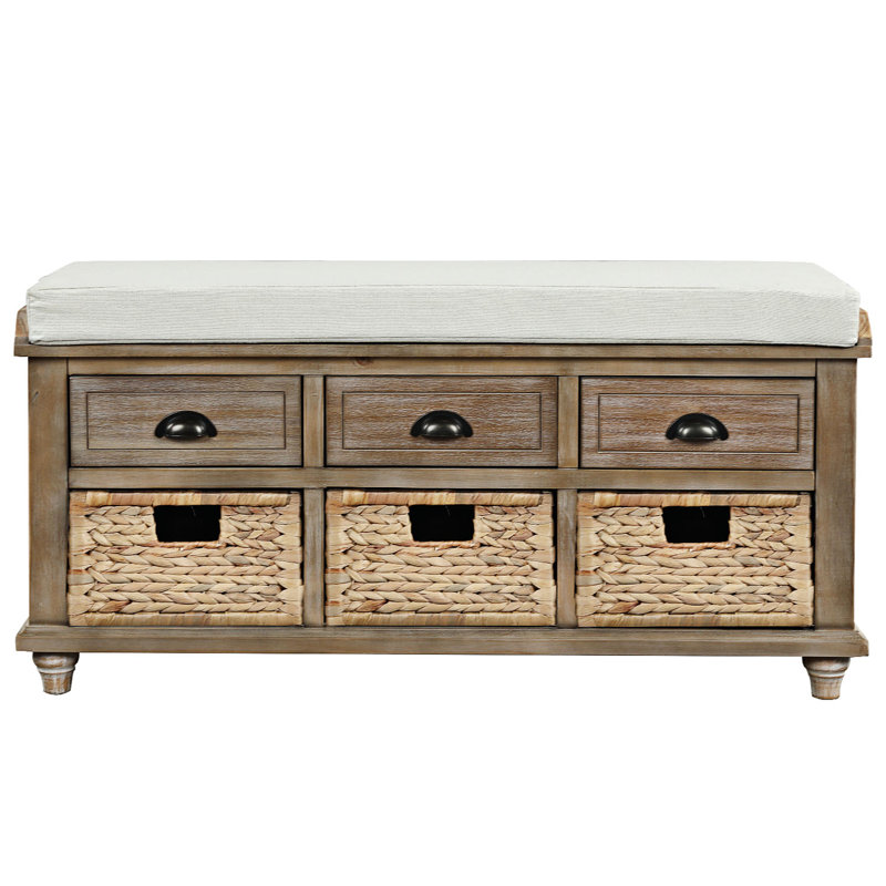 Banc de rangement à tiroirs Boltwood, Blanc délavé