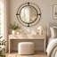 80cm Round Wall Mirror with Natural Hemp Rope and Black Metal Frame