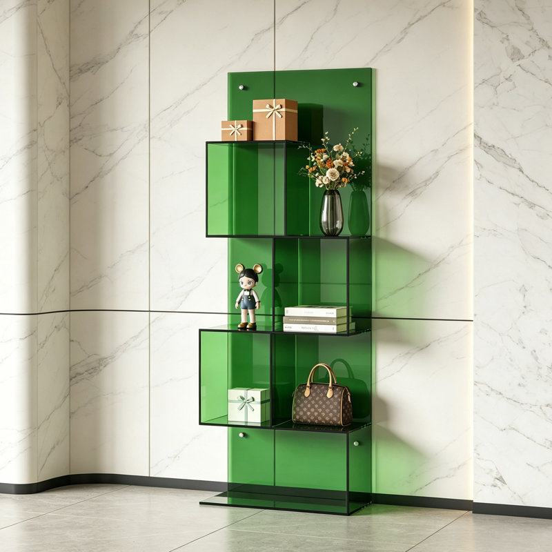 Tablette verte en acrylique, (5 tablettes) H 59,06 po x l 15,75 po x P 9,84 po