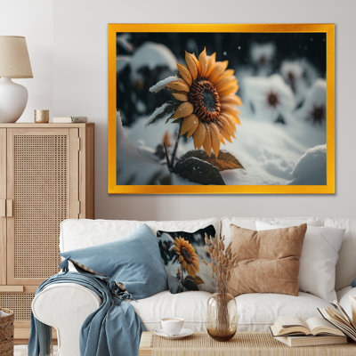 «A Blooming Yellow and Orange Sunflower Winter II», impression sur toile