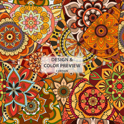 Carreau à motif avec mandalas - Rideau simple bohémien et éclectique