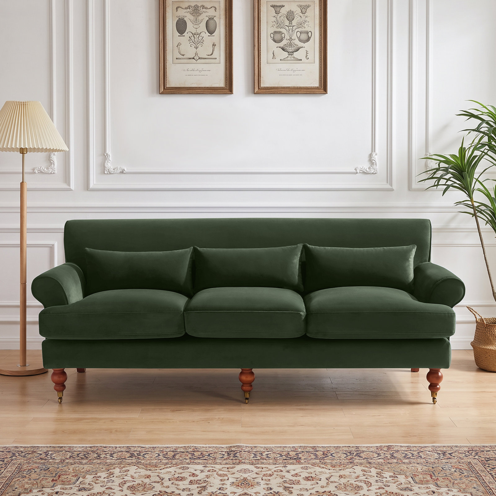 Upholstered Sofa, Kelly Green  Velvet