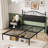 Vintage Metal Platform Bed With Premium Leather Headboard-1714446955