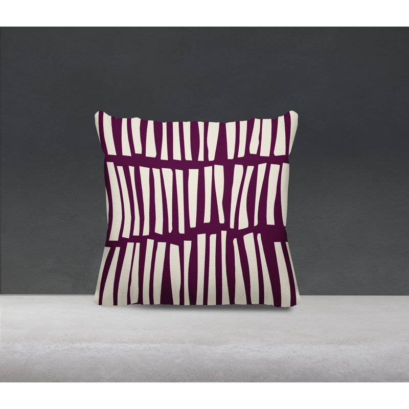 Coussin décoratif réversible Clayton, H 17 po x l 17 po, Pourpre / Blanc cassé