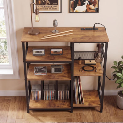 Support pour tourne-disque multi-cubes avec rangement latéral réversible, table tournante pouvant contenir plus de 300 albums pour le salon, la chambre à coucher