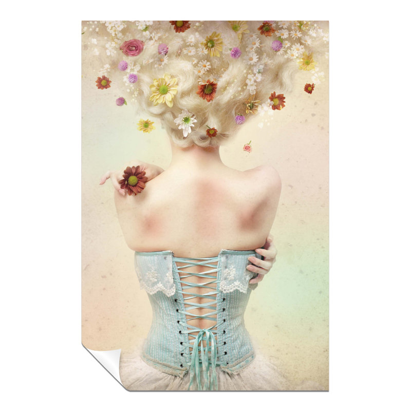 Pastel Girl With Flowers In Hair - No Frame Print, 76cm H x 51cm W