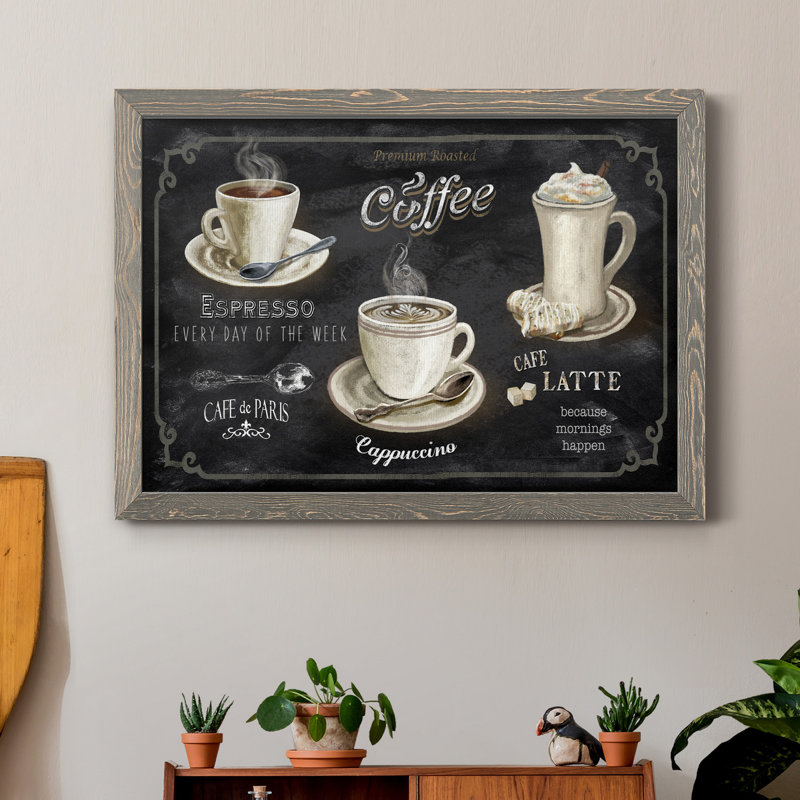 «Coffee Trio», reproduction d'impression sur toile, H 31 po x l 44 po x P 1 po, gris