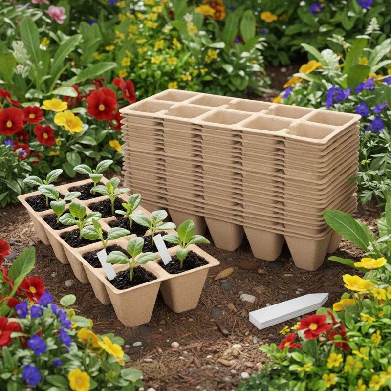 200 Cell Peat Seed Starter Trays, 20 Pack Planting Trays For Seedlings With 20 Labels