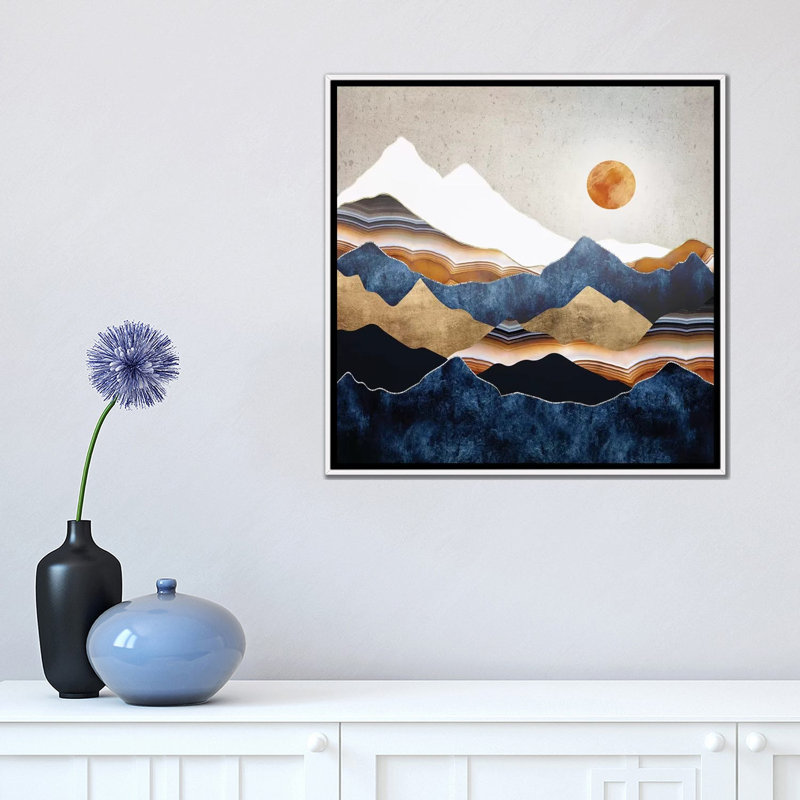 Amber Sun - impression d'art graphique, H 18 po x l 18 po x 1,5 po, Toile blanche encadrée, Aucun mat